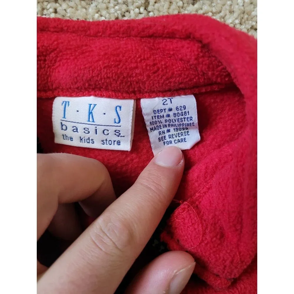 VTG TKS Basics Baby Boy Size‎ 2T 100% Polyester Thermal Zip Up Collared Sweater